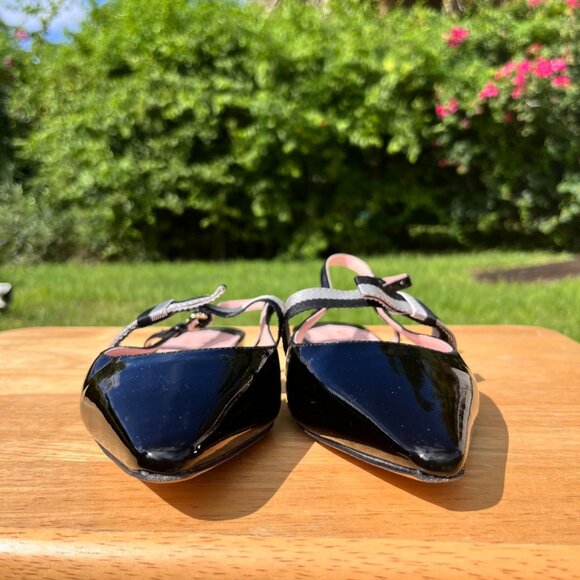 Kate Spade Maritza Patent Leather Slingback Pointed Toe Flats in Black Size 6B - Picture 5 of 9